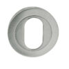 Jedo Designer Oval Profile Escutcheons on 50mm Round Rose Satin Chrome