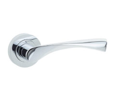 Twirl Door Handle on Rose Polished Chrome