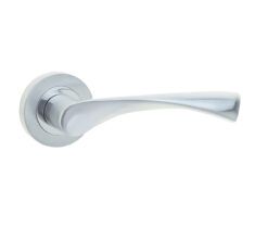 Twirl Door Handle on Rose Polished Chrome/Satin Chrome