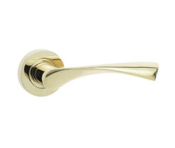 Twirl Door Handle on Rose PVD Brass
