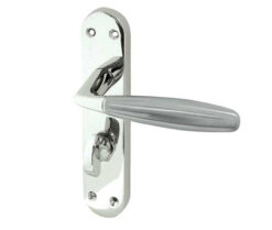 Stylo Suite Door Handle on Bathroom Plate Polished Chrome/Satin Chrome