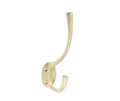Jedo Solid Brass Hat & Coat Hook 142mm Satin Brass