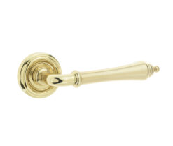 Camille Door Handle on Rose Polished Brass