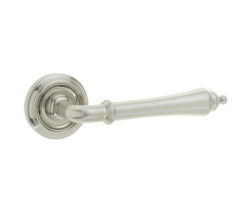 Camille Door Handle on Rose Satin Nickel