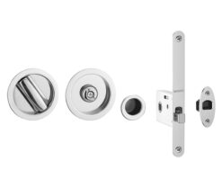 Jedo Bathroom Lock C/W Circular Furniture To suit doors 40 to 45mm Polished Chrome