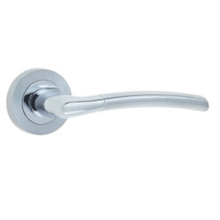 Lorenzo Door Handle on Rose Polished Chrome/Satin Chrome