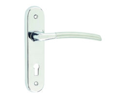 Lorenzo Kontrax Suite Door Handle on Lockplate Polished Chrome/Satin Chrome
