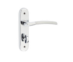Lorenzo Kontrax Suite Door Handle on Bathroom Plate Polished Chrome/Satin Chrome