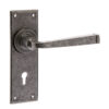 Valley Forge Door Handle on Lockplate Pewter