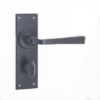Valley Forge Door Handle on Bathroom Plate Black