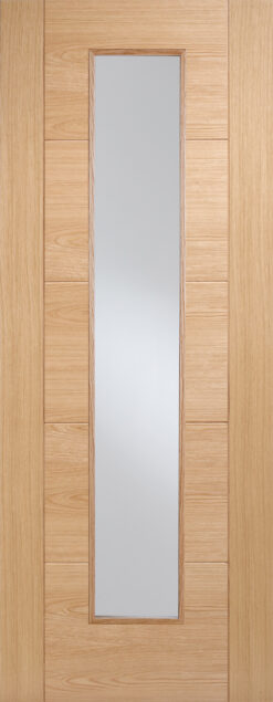 MODA Internal Un-Finished Oak Horizontal V-Groove Clear Glass Door