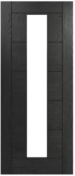 Deanta Internal Pre-Finished Brushed Black Oak Seville Clear Glazed Door