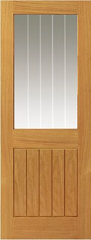 JB Kind Internal Pre-Finished Oak Thames Etched Glazed Door